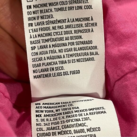 American Eagle AE Pink Wrap Button Front Mini Dress Linen Blend - Picture 12 of 14